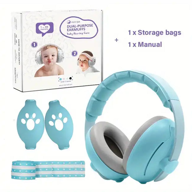 Baby Noise Cancelling Headphones: Adaptable 2-in-1 Design (Comfortable Earmuffs for 0-48 Months old Baby)