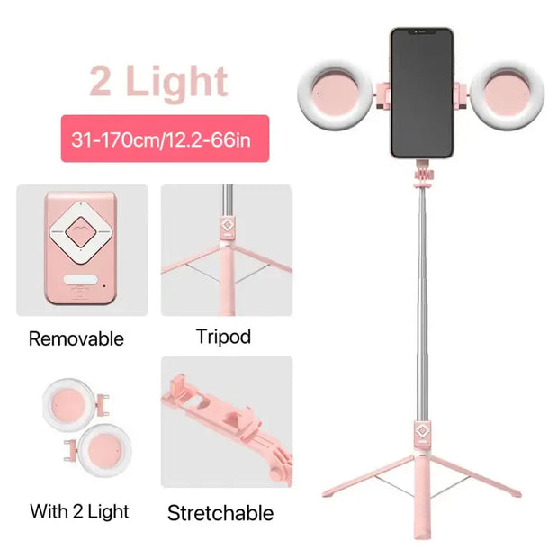 6 in 1 Bluetooth Selfie Stick Tripod with Remote