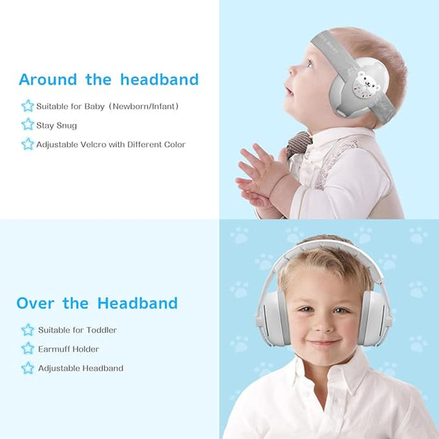 Baby Noise Cancelling Headphones: Adaptable 2-in-1 Design (Comfortable Earmuffs for 0-48 Months old Baby)