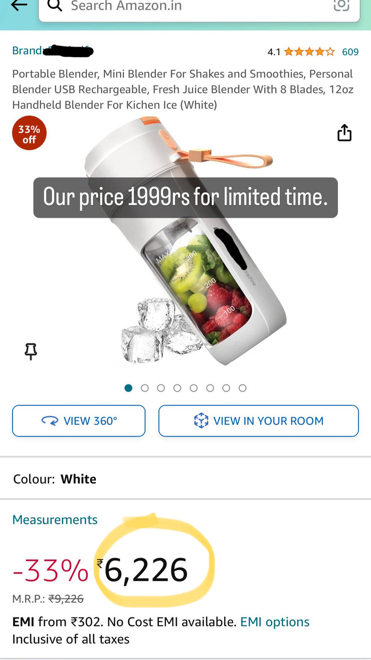 Portable Blender, Mini Blender For Shakes and Smoothies