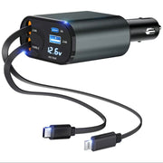 Premium 4-in-1 Retractable Car Charger Adapter 120W