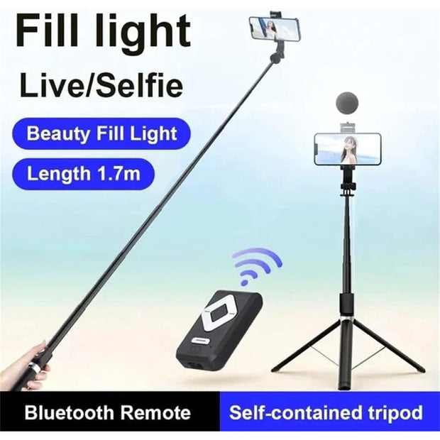 6 in 1 Bluetooth Selfie Stick Tripod with Remote