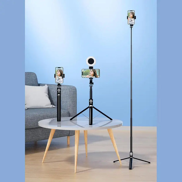 6 in 1 Bluetooth Selfie Stick Tripod with Remote